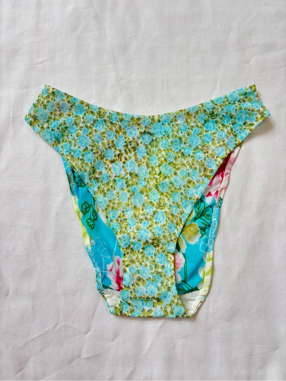 Malizia La Perla Floral Blue & Green Mesh Panties